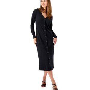 Candace Cameron Bure Regular Rib Knit Button Front Dress MEDIUM (4141)